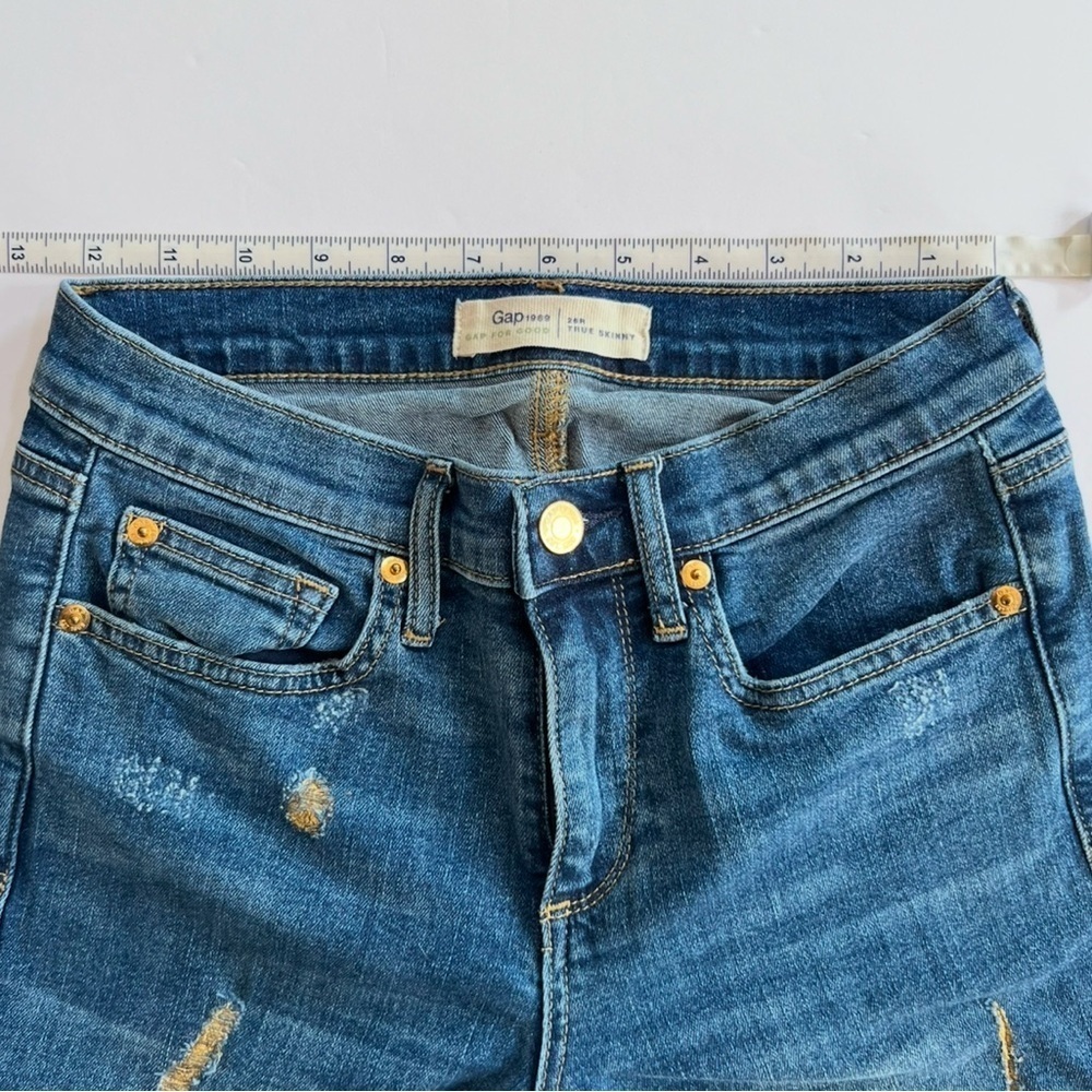 GAP Gold Distressed True Skinny Jeans size 26R - Picture 3 of 12